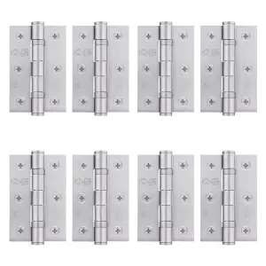 AFIT Satin Chrome Door Hinges - 3 Inch / 76mm  Internal Fire Door Hinges - 4 Pairs