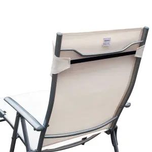 Outsunny Sun Lounger Recliner Foldable 7 Levels Texteline Cream White