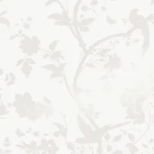 Laura Ashley Oriental Pearlescent white Garden Smooth Wallpaper