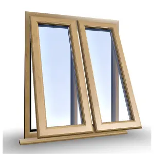 995mm (W) x 1145mm (H) Wooden Stormproof Window - 2 Opening Windows (Opening from Bottom) - Toughened Safety Glass