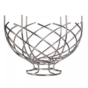 Interiors by Premier Nest Shape Chrome Fruit Basket, Modern and Eye-Catching Fruit and Vegetable Basket, Exotic Fruit Basket