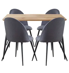 Hallowood Furniture Cullompton Small Rectangular Dining Table 120cm with 4 Dark Grey Curved Back Chairs