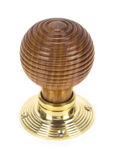 From The Anvil Rosewood & Polished Brass Beehive Mortice/Rim Knob Set