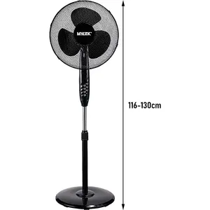 MYLEK Pedestal Fan 16" 45W with Remote Control - Oscillating Stand Fan with Timer, 3 Speed Settings