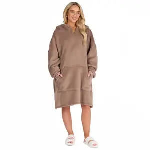 Sienna Hoodie Blanket Ultra Plush Wearable Sherpa Oversize - Mink Brown