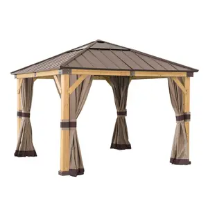 Curtain Set for Sunjoy Cedar wood Gazebo - 273cm x 273cm, Khaki