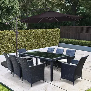 BillyOh 2.7m Garden Parasol Cantilever 6 Ribs with Crank and Tilt - Black