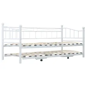 Berkfield Bed Frame White Steel 180x200/90x200 cm 6FT Super King