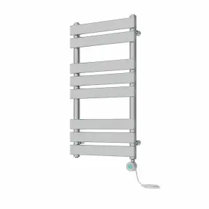 Rinse Bathrooms Smart WiFi Thermostatic Electric Bathroom Flat Panel Heated Towel Rail Radiator with Timer 800x450mm - Chrome