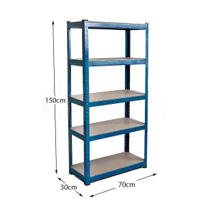 Home Vida 5 Tier Shelf Blue Heavy Duty Shelving Unit (H)1500mm (W)700mm