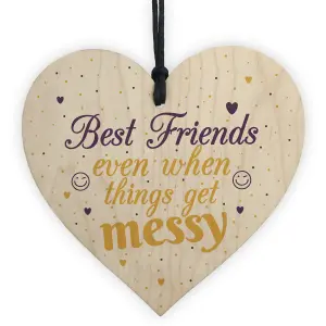 Red Ocean Novelty Friendship Sign Funny Best Friend Plaque Handmade Wooden Hanging Heart Thank You Gift