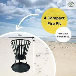 Black Steel Outdoor Fire Pit for Garden with Ash Tray