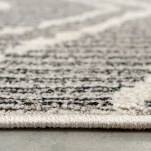 Grey Cream Moroccan Berber Diamond Geometric Living Area Rug 60x110cm