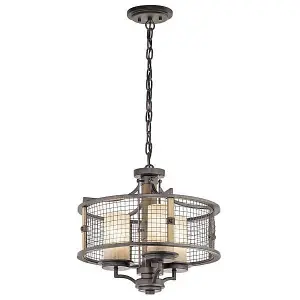 Luminosa Ahrendale 3 Light Pendant Chandelier Light Mesh Iron, E27