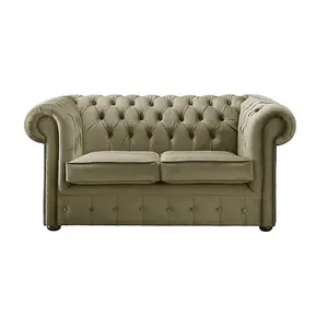 Chesterfield 2 Seater Fabric Malta Parchment 10 Sofa