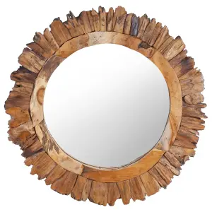 Berkfield Wall Mirror 60 cm Teak Round