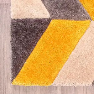 Blazon Ochre 3D Shaggy Rug by Ultimate Rug-60cm X 110cm