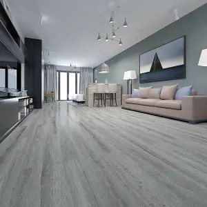 Set of 36 Grey Rustic Lifelike Wood Grain Self Adhesive Vinyl PVC Laminate Flooring, 5m² Pack