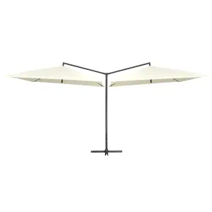 Berkfield Double Parasol with Steel Pole 250x250 cm Sand White