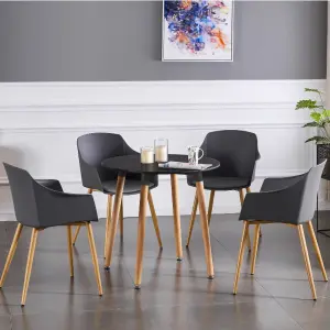 Set of 6 Eden Dining Chairs with Leather Cushions Dining Armchair Grey