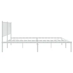 Berkfield Metal Bed Frame with Headboard White 120x200 cm