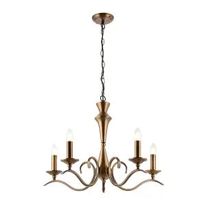 Kala Antique Brass Classic 5 Light Chandelier