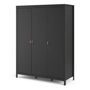 Barcelona Wardrobe with 3 doors in Matt Black