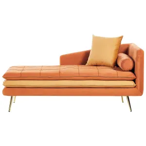 Right Hand Velvet Chaise Lounge Orange GONESSE