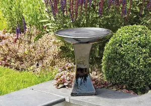 Primrose Mirror Glazed Ceramic Bird Bath for Gardens, Patios and Courtyards Reflective Wildlife Dining Table