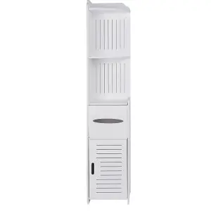 White Storage Cabinet for Small Spaces with 2 Doors Shelves