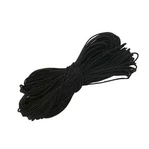 2mm Elastic Cord, Thread Beading String Round Cord Stretchy Elastic, Black - 25 Metres