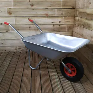 65 Litre 60kg Capacity Galvanised Samuel Alexander Metal Garden Wheelbarrow with Pneumatic Tyre