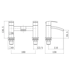 Rinse Bathrooms Bath Taps Chrome Waterfall Tub Taps Square Bathroom Bath Tap Brass Mixers