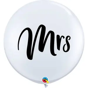 Qualatex Mrs. Latex Round Balloons (Pack of 2) White/Black (One Size)