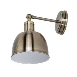 Litecraft Rima Brass 1 Lamp Industrial Style Wall Light