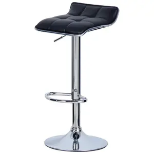 Chrome Plated Steel Bar Stool (Set of 2) Black