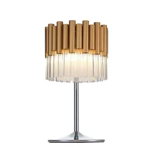 Luminosa Contemporary Glass Table Lamp Gold, Crystal