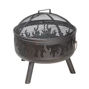 Premium Round Fire Pit Wood Burner and BBQ Grill for Outdoor Gatherings