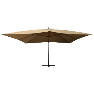 Berkfield Cantilever Umbrella with Wooden Pole 400x300 cm Taupe