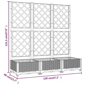 Berkfield Garden Planter with Trellis Light Grey 120x40x121.5 cm PP