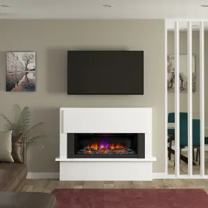 Be Modern Hanwell White Inset Electric Fire suite