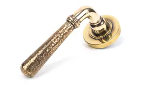 From The Anvil Aged Brass Hammered Newbury Lever on Rose Set (Plain) - Unsprung