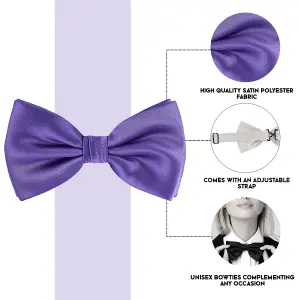 Purple Satin Polyester Bow Tie for Casual & Formal Wear, Wedding Party Accessory