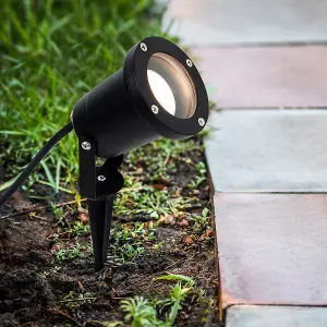 ValueLights Derwent Modern IP65 Rated Ground Spike/Wall Mount Outdoor Light In Black Finish with LED Bulb