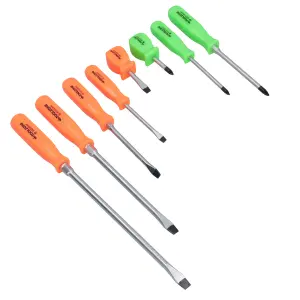 Screwdriver Set PZ Pozi Flat Head 8pc Mechanics High Vis Handles