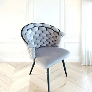 4x Valencia Grey Luxury Velvet Dining Chairs With Black Legs