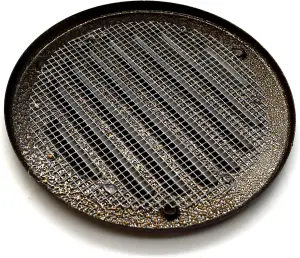 Brown Louvred Wall Vent Grille with Flyscreen, Fits 100 mm / 4 in Ducts, Round Ventilation Grille with Flat Back