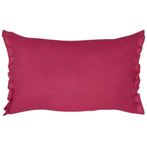 Set of 2 Cushions SASSAFRAS Linen 30 x 45 cm Solid Burgundy