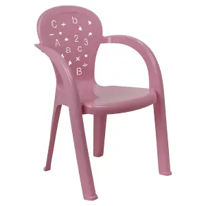 URBNLIVING 50cm Height 6 Pcs Pink Coloured Stackable Plastic Chairs for Kids Party Play Set