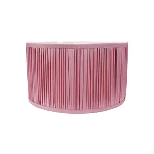 ValueLights Jess Blush Pink Fabric Ruched Pleated Small Drum Shade with LED Bulb